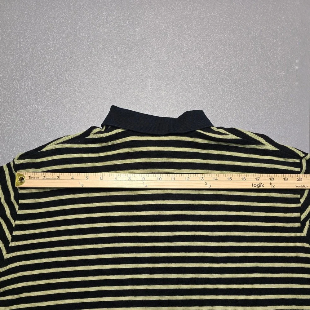 Polo Ralph Lauren Striped Polo Shirt Men Large Black Yellow Short Sleeve